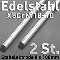 2&nbsp;pieza de acero inoxidable de anoden de acero inoxidable V2&nbsp;A, varilla redonda &aacute;nodo 100&nbsp;x ⌀ 8&nbsp;mm galvanopl&aacute;stica electr&oacute;lisis metal