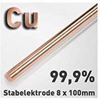 Cobre de varilla de &aacute;nodo/electrodo (8 x 100 mm) para cobre electrolitos/galvanopl&aacute;stica 10 cm Cu 99,9