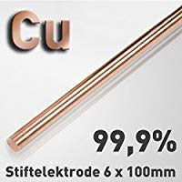 Cobre de varilla de &aacute;nodo/electrodo (6&nbsp;x 100&nbsp;mm) para cobre electrolitos/galvanopl&aacute;stica 10&nbsp;cm CU 99,9, verkupfern, l&aacute;piz galvanopl&aacute;stica, Tampon galvanopl&aacute;stica