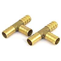 Wuudi- Conector adaptador de lat&oacute;n en forma de T de 3 v&iacute;as para manguera de 12 mm (2 unidades)