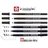 Pigma Micron Pincel L&aacute;piz Sakura Pigma Set 6 Negro
