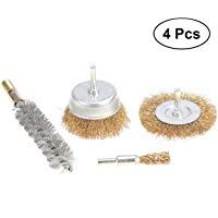 OUNONA - Juego de 4 brochas de alambre para ruedas abrasivas, kit de accesorios para herramientas rotatorias Dremel Die Grinder