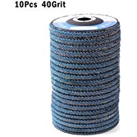 Augneveres Disco de Lija con Solapa, 10 Discos de Lija de &oacute;xido de circonio 115 mm 40/60/80/120 Grit Ruedas de molienda de 4.5 Pulgadas para amoladoras angulares