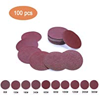 Jeteven 2 Pulgadas 100 Piezas Papel de Lija Planta de Cachemira Disco Almohadilla de Papel Abrasivo Pulido Papel (100pcs 2")