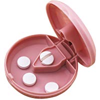 Healifty Cajas de cortador de medicamentos con p&iacute;ldoras redondas Caja de almacenamiento dividida Dispensador de p&iacute;ldoras Sellador de cajas de medicamentos (Rosa)