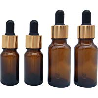 BlueXP 4 Pack 10ml 20ml Frasco de Vidrio Ambar con Pipeta Cuentagotas Botella de Aceite Esencial Vac&iacute;a Almacenamiento de Aceite de Aromaterapia Reactivo de vidrio &Aacute;mbar Pipeta L&iacute;quida Marr&oacute;n