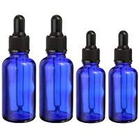 BlueXP 4 Pieza Azul &Aacute;mbar Botellas 10ml 20ml Marr&oacute;n Frasco de Vidrio &Aacute;mbar con Cristal y Goma Pipeta para Aromaterapia Aceite Esencial y Perfume Medicina L&iacute;quidos Etc