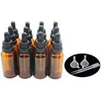 One Triilion Ambar Frasco Cuentagotas Cristal 30ml, Botellas Cuentagotas con [Pipeta Cuentagotas Cristal], para Aceite Esencial, Masaje,Fragancia, Aromaterapia, Laboratorio, E-L&iacute;quidos - 12Pcs