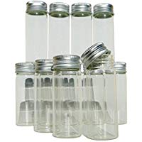 Conjunto de 12&nbsp;minifrascos de 8 cm, de vidrio, con tap&oacute;n de rosca, frasco de probeta, tubo de ensayo, muestra