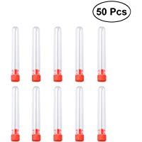 Hemobllo Tubos de Ensayo de Pl&aacute;stico Transparente con Tapas y Cepillo para Experimentos Cient&iacute;ficos Polvo de Almacenamiento L&iacute;quido 50pcs 12x60 mm