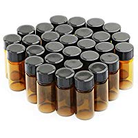 30pcs 5&nbsp;ml marr&oacute;n botellas de vidrio con tap&oacute;n de rosca de pl&aacute;stico negro vac&iacute;o viales tarros de muestra
