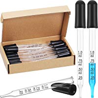 TecUnite - Gotas l&iacute;quidas de vidrio de 1 ml para aceite esencial de pipeta de cristal calibrado para aceite esencial, maquillaje, arte, planta l&iacute;quida con cajas de papel kraft