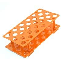 Sourcingmap&nbsp;&ndash;&nbsp;Rejilla de soporte para tubos de ensayo, 28 huecos, di&aacute;metro del agujero 17 mm, color naranja