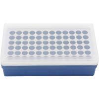 Caja de pl&aacute;stico rectangular para tubos centr&iacute;fugos de laboratorio, 72 posiciones, 1,5 ml/0,5 ml.