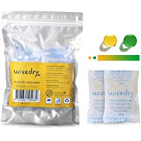 wisedry 50 Gramos [6 Paquetes] Gel De S&iacute;lice bolsitas Paquetes con Perla de Naranja Indicador de Humedad Desecante Deshumidificador para secador Eliminaci&oacute;n de Humedad, Grado Alimenticio