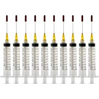 10Pcs-1.5IN/38mm Jeringa de pl&aacute;stico con aguja roma y Sombrero de silicona. (10ml/cc-25Gauge)
