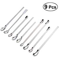 UKCOCO Cucharas de muestreo de acero inoxidable 9 en 1 Cucharas de laboratorio Esp&aacute;tulas de mezcla de laboratorio, longitud 16/18/20/22 CM, (plata)