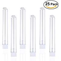 BESTONZON Tubos de ensayo pl&aacute;sticos 25pcs 5ml con los casquillos tubos de prueba de la muestra Tubos del regalo (transparente)