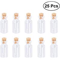UKCOCO Tubos de ensayo transparentes de vidrio 25PCS con tapones de corcho y cepillo para experimentos cient&iacute;ficos Polvo de almacenamiento l&iacute;quido 16 x 35 x 7 mm (transparente)