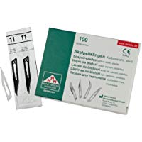 Hojas bisturi n&ordm; 11 - cuchillas escalpelo - bisturi quirurgico - recambio cuchillas - envase de abastecimiento con 100 cuchillas de repuesto