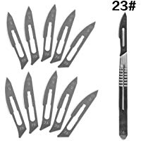 1 Set 10 pc 23 # de acero al carbono cuchillas quir&uacute;rgicas bistur&iacute; + 1pc 4 # Handle Scalpel DIY herramienta de corte