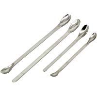 Microcuchara de acero inoxidable. Cuchara de muestreo para laboratorio. 2 unidades de 22&nbsp;cm y 2&nbsp;unidades de 16&nbsp;cm