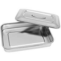 Bandeja instrumental de acero inoxidable con tapa para laboratorio dental