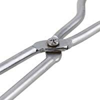 cnbtr Acero Inoxidable Plata Crisol Pinzas para exteriores Soporte Mango barbacoa pinzas pinzas asar a la parrilla barbacoa Experimental Tool (29 cm)