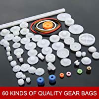 Fenghong DIY Gear, 60 Tipos de Bolsas de Equipo Finas DIY Material Hecho a Mano Engranaje de pl&aacute;stico Rueda Dentada Inteligencia Pl&aacute;stico DIY Toy Escuela de Motor