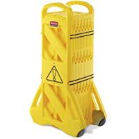 Rubbermaid Commercial Mobile Barricade System Portable Mobile Barrier Indoor Use 16 Panels 4m - Yellow