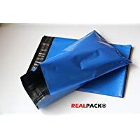 REALPACK&reg; - 100 bolsas de pl&aacute;stico para env&iacute;os postales, 165 x 230 mm (leng&uuml;eta de 40 mm), color azul