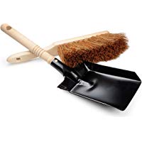 Carb&oacute;n de pala y escoba Set, Reverse de Set/cepillo de pala de metal (galvanizado) y escoba de mano (Mango de Haya de fibra de coco natural y), chimenea de pala en resistente con suspensi&oacute;n, color: negro/madera&nbsp;&ndash;&nbsp;Marca youzings