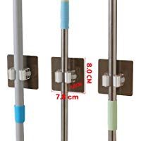 Soporte con pinza de muelle para pared con autoadhesivo 3M, ideal para fregonas, escobas o paraguas, de Hapileap