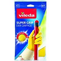 Vileda 146096 Guante Super Grip, ideal para tareas de limpieza dom&eacute;sticas, relieve antideslizante, forro interior de algod&oacute;n, Amarillo