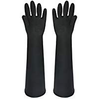 Buwico&reg; 60&nbsp;cm, guantes industriales de l&aacute;tex gruesos de color negro, guantes de limpieza industrial, impermeables, largos, resistentes al desgaste del &aacute;cido (1&nbsp;par).
