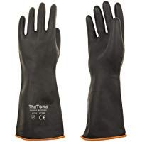 ThxToms - Guantes de l&aacute;tex resistentes a los &aacute;cidos, a los alcaloides y al aceite, negro