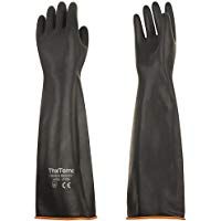 ThxToms - Guantes de l&aacute;tex resistentes a los &aacute;cidos, a los alcaloides y al aceite, negro