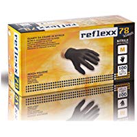 Reflexx R78, Negro Guantes de nitrilo sin polvo, M, negro, 100