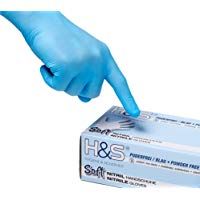 100 Guantes de Nitrilo de ISC H&S, sin polvo, en Small, Medium, Large, y X-Large. Desechables, sin l&aacute;tex, sin polvo, son ideales para manipular alimentos. (S, azul)
