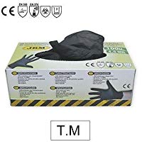 JBM 52681 Guantes Desechables de Nitrilo Negro M Set de 100 Piezas