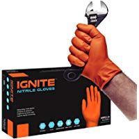 Guantes de nitrilo de alta resistencia IGNITE sin polvo de color naranja, L, naranja, 1
