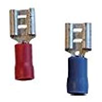 KPS 702200030 Empalmes Preaislados, Faston Hembra, 1.5 mm&sup2; - 2.5 mm&sup2; Secci&oacute;n del Conductor, 6.3 mm x 0.8 mm Dimensiones del Enchufe, Azul, Juego de 100
