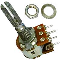 B10K ohm con interruptor SPST 10K ohm B103 mono lineal moleteado de lin eje Splined Rotary Potentiometer Pot 5 terminal eje: 25 mm