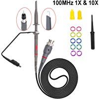 Homeet 100MHz Sonda osciloscopio Alta Precisi&oacute;n 1X & 10X Kit de Osciloscopio Sonda de Prueba de Clip Cable de Prueba