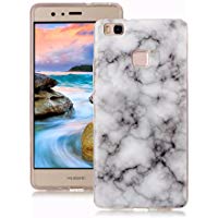 Funda Huawei P9 Lite M&aacute;rmol, Yunbaozi Dise&ntilde;o M&aacute;rmol Carcasa Suave Goma Silicona Soft Marble Case Textura de Piedra Natural Funda Liso Flexible Anti-Rasgu&ntilde;os Patr&oacute;n Granito Funda para Huawei P9 Lite - Blanco Humo
