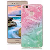 Funda Huawei P9 Lite M&aacute;rmol, Yunbaozi Dise&ntilde;o M&aacute;rmol Carcasa Suave Goma Silicona Soft Marble Case Textura de Piedra Natural Funda Liso Flexible Anti-Rasgu&ntilde;os Patr&oacute;n Granito Funda para Huawei P9 Lite - Rosa Verde