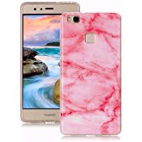Funda Huawei P9 Lite M&aacute;rmol, Yunbaozi Dise&ntilde;o M&aacute;rmol Carcasa Suave Goma Silicona Soft Marble Case Textura de Piedra Natural Funda Liso Flexible Anti-Rasgu&ntilde;os Patr&oacute;n Granito Funda para Huawei P9 Lite - Rosa Claro