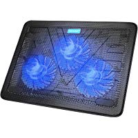 Base de Refrigeraci&oacute;n TeckNet para Ordenador Port&aacute;til de 12-17 Pulgadas 3 Ventiladores Silenciosos con LEDs, 2 USB Puertos, 2 Niveles de Dise&ntilde;o Ajustable