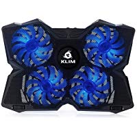 KLIM Wind, Base de refrigeraci&oacute;n para ordenador port&aacute;til, La m&aacute;s potente, Acci&oacute;n de enfriamiento r&aacute;pido, Base refrigerante Gaming de 4 ventiladores con soporte (negro y azul)