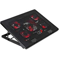 Mars Gaming MNBC2 - Base de refrigeraci&oacute;n gaming para port&aacute;tiles de hasta 17.35" (5 ventiladores ultrasilenciosos, iluminaci&oacute;n LED roja, 2 x USB2.0), negro y rojo